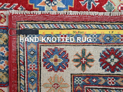 Kazak Kazak hand-knotted wool rug in Red & Ivory, 3'3" x 4'10" — SKU O0349 (view 7)