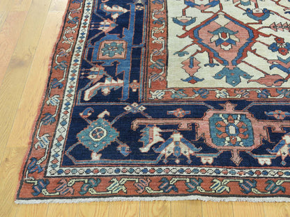 Red 9'10" x 13'5" Antique Hand knotted Wool Rug - Sku: O035433