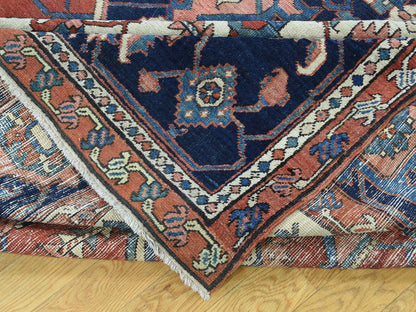 Red 9'10" x 13'5" Antique Hand knotted Wool Rug - Sku: O035433