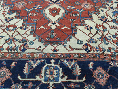 Red 9'10" x 13'5" Antique Hand knotted Wool Rug - Sku: O035433