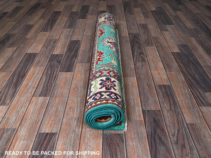 Green 3'11" x 5'10" Tribal Hand knotted Wool Rug - Sku: O0355