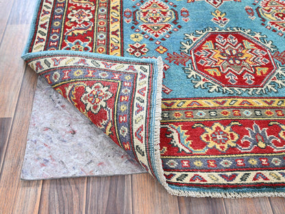 Blue 4'1" x 5'10" Kazak Hand knotted Wool Rug - Sku: O0356