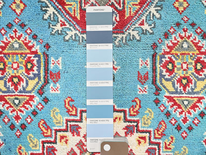 Kazak Kazak hand-knotted wool rug in Blue & Red, 4'1" x 5'10" — SKU O0356 (view 4)