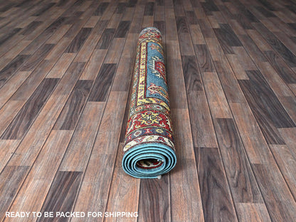 Blue 4'1" x 5'10" Kazak Hand knotted Wool Rug - Sku: O0356