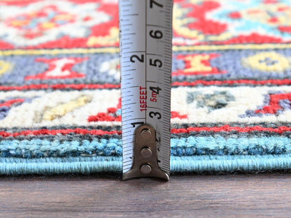 Blue 4'1" x 5'10" Kazak Hand knotted Wool Rug - Sku: O0356