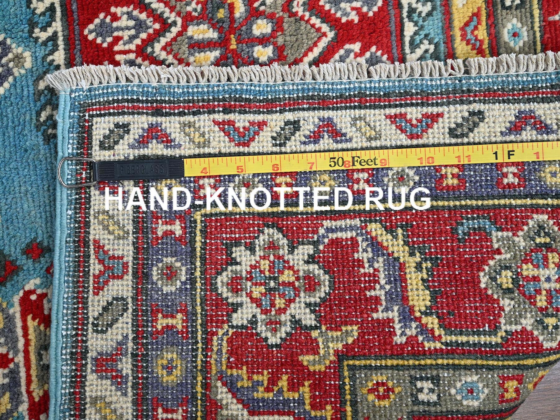 Kazak Kazak hand-knotted wool rug in Blue & Red, 4'1" x 5'10" — SKU O0356 (view 7)