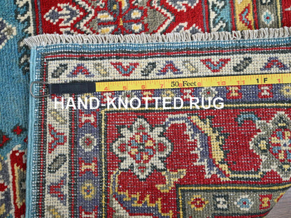 Kazak Kazak hand-knotted wool rug in Blue & Red, 4'1" x 5'10" — SKU O0356 (view 7)