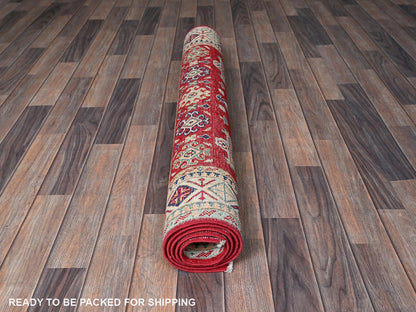 Kazak Kazak hand-knotted wool rug in Red & Ivory, 3'10" x 5'10" — SKU O0357 (view 5)