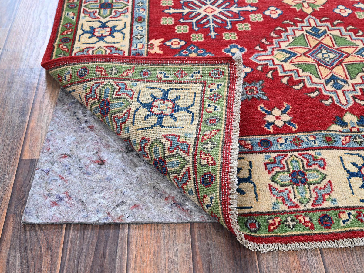 Kazak Kazak hand-knotted wool rug in Red & Ivory, 3'11" x 6' — SKU O0358 (view 3)