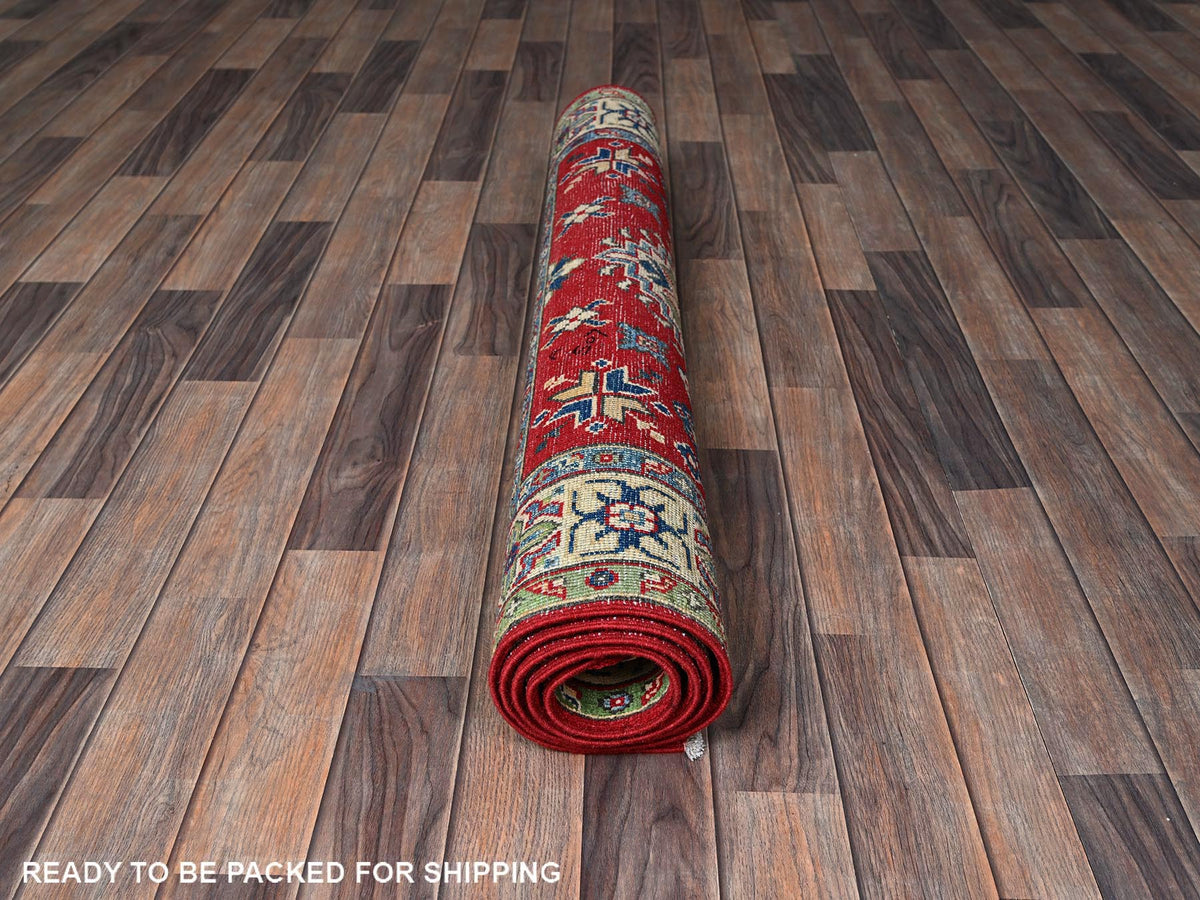 Kazak Kazak hand-knotted wool rug in Red & Ivory, 3'11" x 6' — SKU O0358 (view 5)