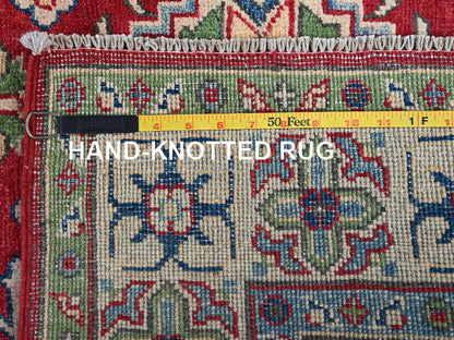Red 3'11" x 6'0" Tribal Hand knotted Wool Rug - Sku: O0358