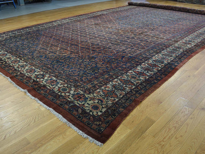 Red 11'10" x 23'4" Antique Hand knotted Wool Rug - Sku: O035950