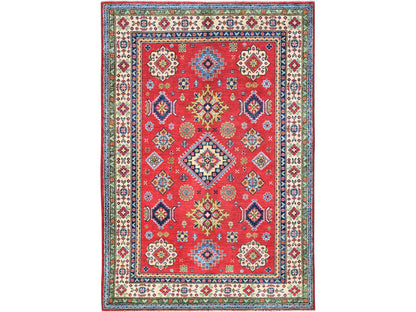 Kazak Kazak hand-knotted wool rug in Red & Ivory, 4' x 6' — SKU O0359