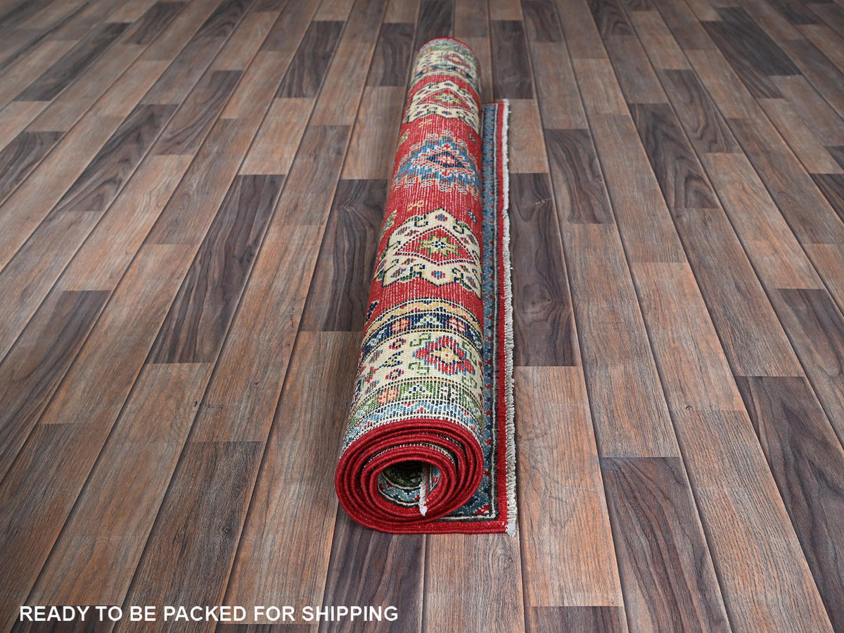 Kazak Kazak hand-knotted wool rug in Red & Ivory, 4' x 6' — SKU O0359 (view 5)