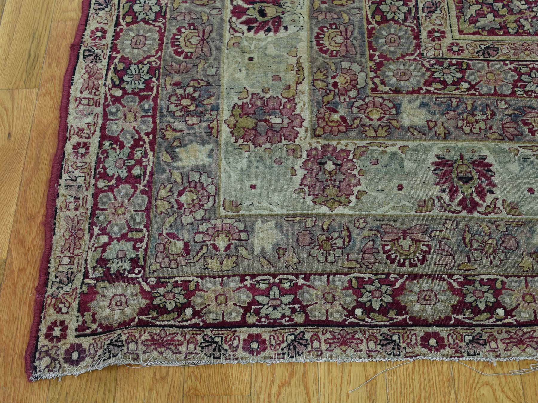 Kerman Antique hand-knotted wool rug in Beige & Red, 10'9" x 12' — SKU O036060 (view 5)