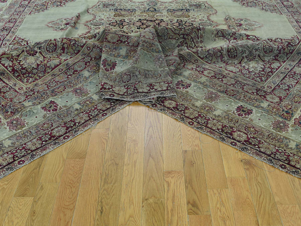 Kerman Antique hand-knotted wool rug in Beige & Red, 10'9" x 12' — SKU O036060 (view 6)