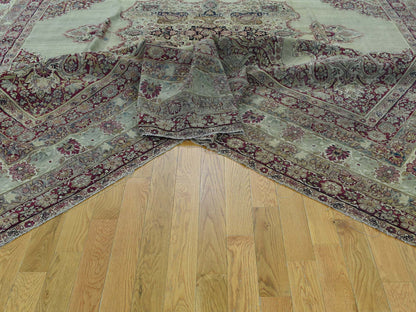 Kerman Antique hand-knotted wool rug in Beige & Red, 10'9" x 12' — SKU O036060 (view 6)
