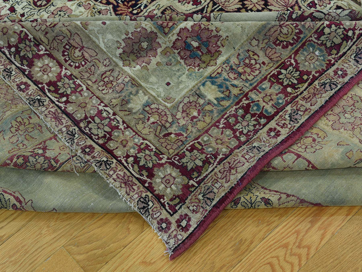 Kerman Antique hand-knotted wool rug in Beige & Red, 10'9" x 12' — SKU O036060 (view 7)