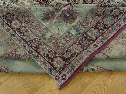 Kerman Antique hand-knotted wool rug in Beige & Red, 10'9" x 12' — SKU O036060 (view 7)