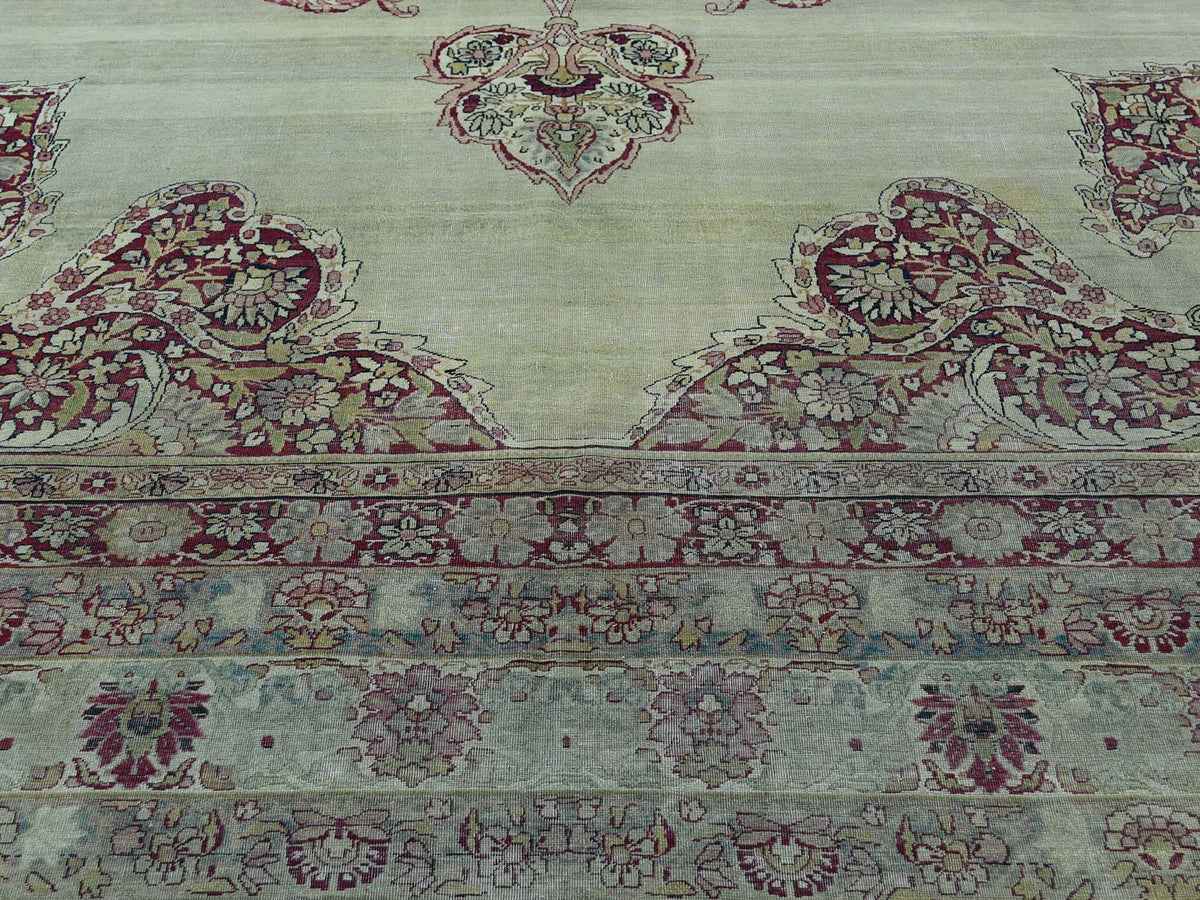 Kerman Antique hand-knotted wool rug in Beige & Red, 10'9" x 12' — SKU O036060 (view 8)
