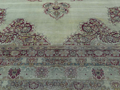 Kerman Antique hand-knotted wool rug in Beige & Red, 10'9" x 12' — SKU O036060 (view 8)
