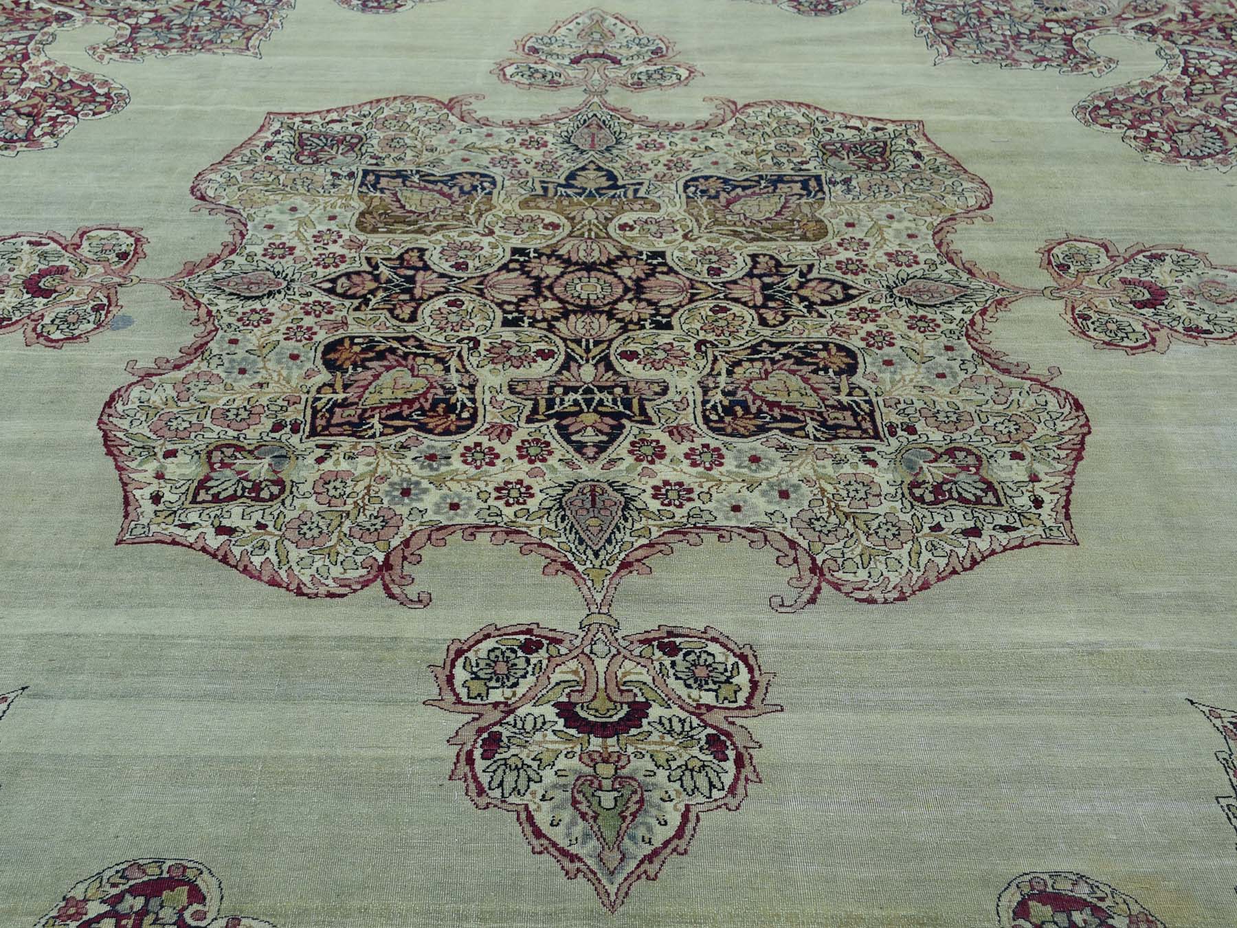 Kerman Antique hand-knotted wool rug in Beige & Red, 10'9" x 12' — SKU O036060 (view 9)