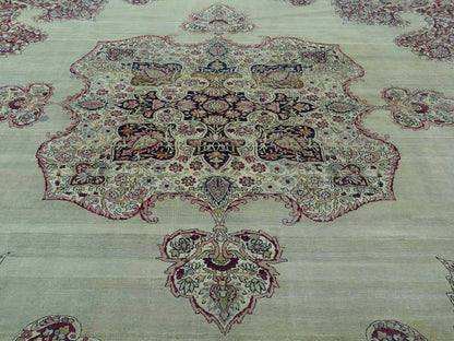 Kerman Antique hand-knotted wool rug in Beige & Red, 10'9" x 12' — SKU O036060 (view 9)