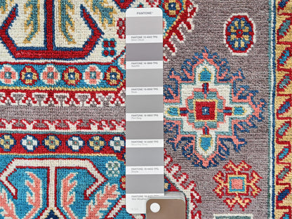 Kazak Kazak hand-knotted wool rug in Gray & Blue, 3'11" x 5'9" — SKU O0360 (view 4)
