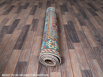 Grey 3'11" x 5'9" Tribal Hand knotted Wool Rug - Sku: O0360