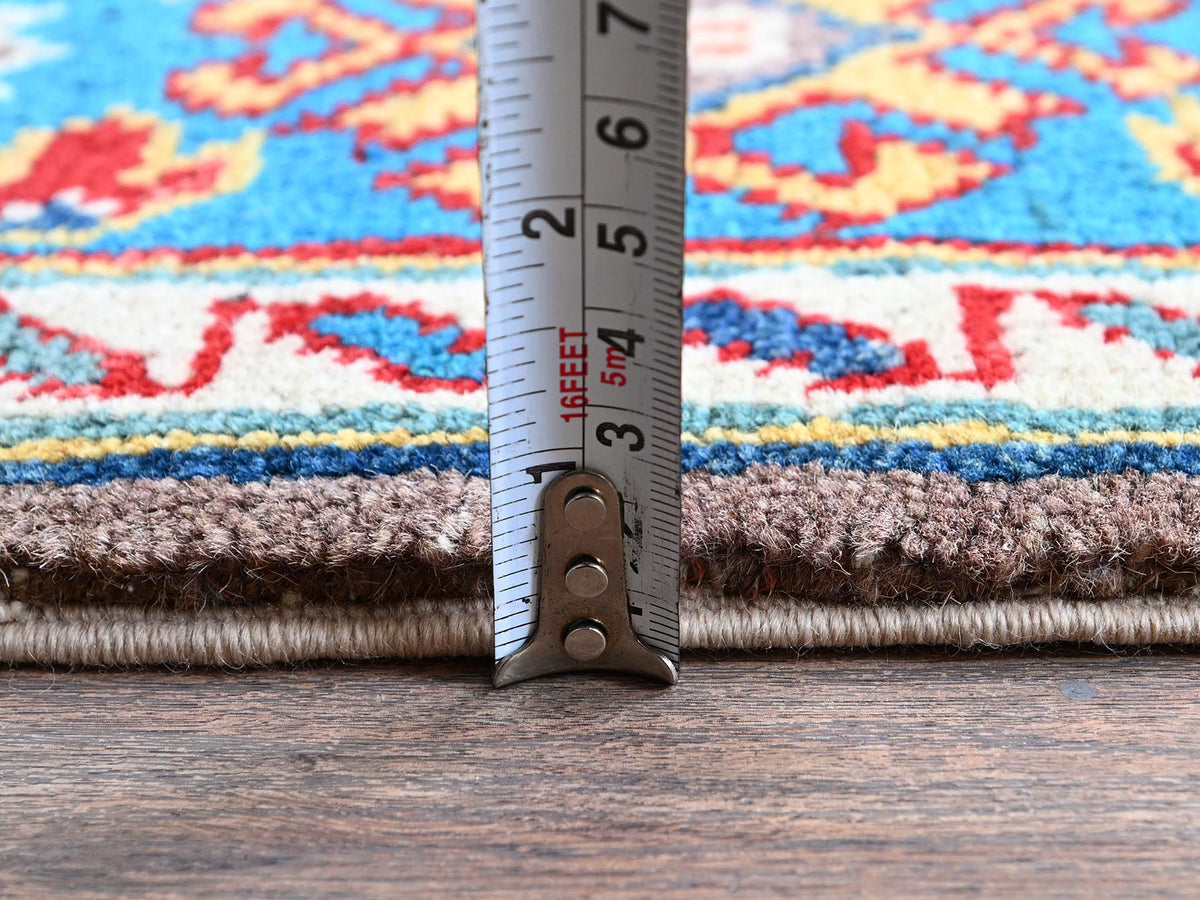 Kazak Kazak hand-knotted wool rug in Gray & Blue, 3'11" x 5'9" — SKU O0360 (view 6)