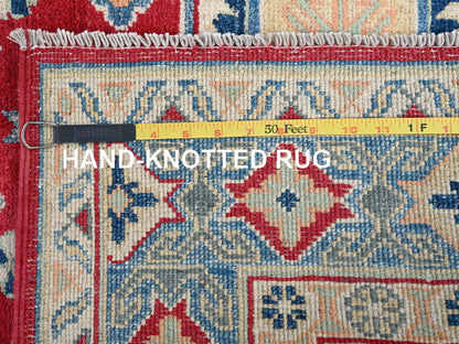 Kazak Kazak hand-knotted wool rug in Red & Light Blue, 4'1" x 6'1" — SKU O0361 (view 7)