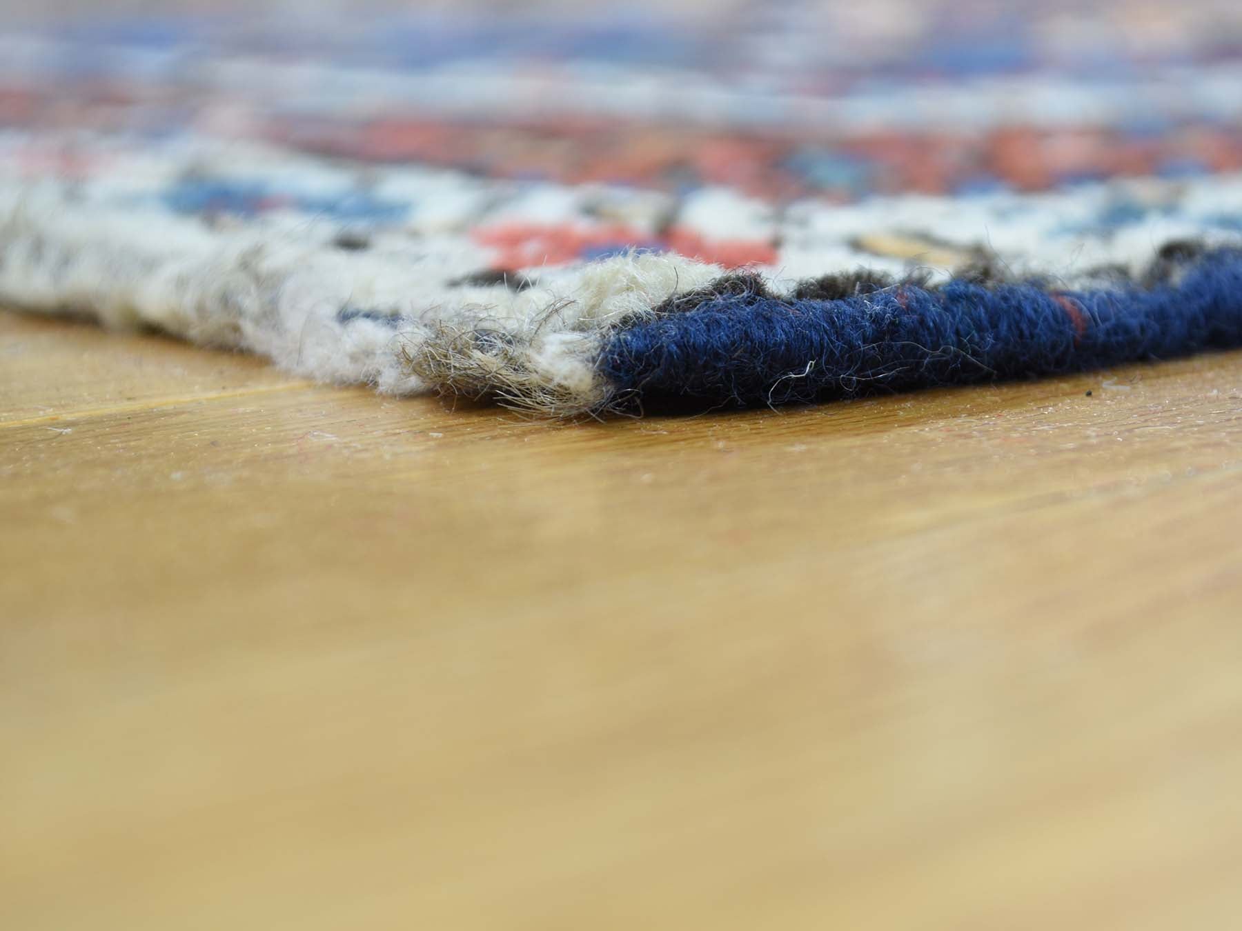 Antique hand-knotted wool runner in Blue & Saffron, 3'5" x 12'9" — SKU O036267 (view 4)