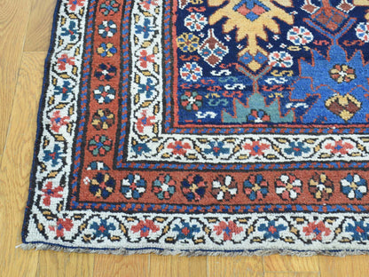 Antique hand-knotted wool runner in Blue & Saffron, 3'5" x 12'9" — SKU O036267 (view 5)