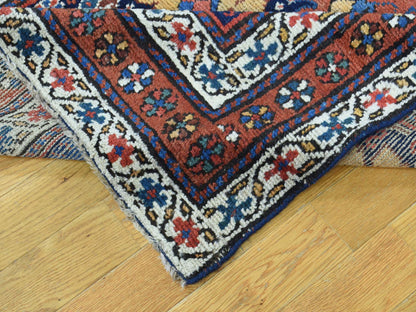 Antique hand-knotted wool runner in Blue & Saffron, 3'5" x 12'9" — SKU O036267 (view 7)