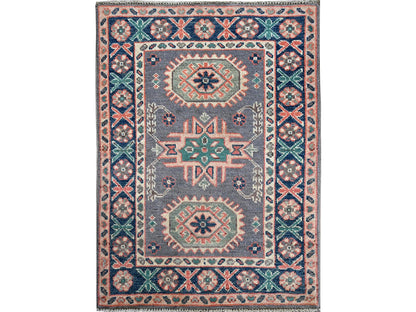 Kazak Kazak hand-knotted wool rug in Gray & Navy Blue, 2' x 2'8" — SKU O0368