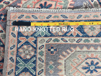 Kazak Kazak hand-knotted wool rug in Gray & Navy Blue, 2' x 2'8" — SKU O0368 (view 7)