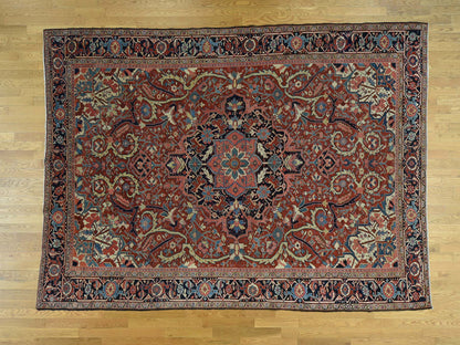 Red 8'6" x 11'7" Antique Hand knotted Wool Rug - Sku: O037427