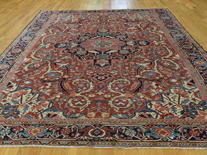 Red 8'6" x 11'7" Antique Hand knotted Wool Rug - Sku: O037427
