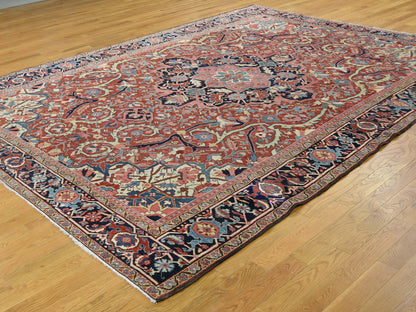 Red 8'6" x 11'7" Antique Hand knotted Wool Rug - Sku: O037427