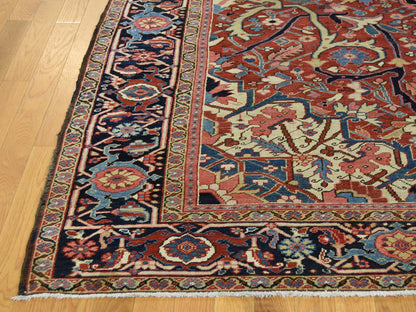 Red 8'6" x 11'7" Antique Hand knotted Wool Rug - Sku: O037427