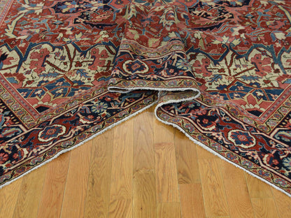 Red 8'6" x 11'7" Antique Hand knotted Wool Rug - Sku: O037427