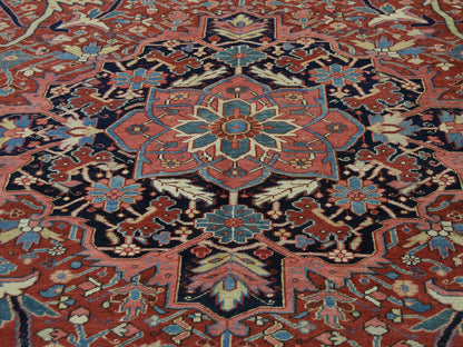Red 8'6" x 11'7" Antique Hand knotted Wool Rug - Sku: O037427