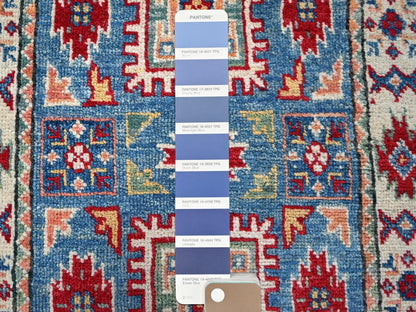 Blue 1'10" x 3'0" Kazak Hand knotted Wool Rug - Sku: O0378