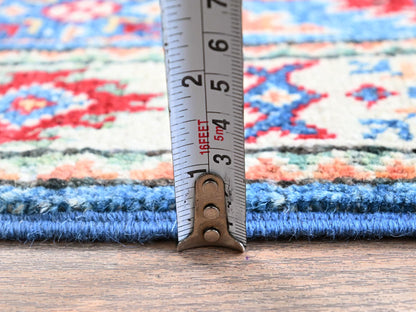 Blue 1'10" x 3'0" Kazak Hand knotted Wool Rug - Sku: O0378