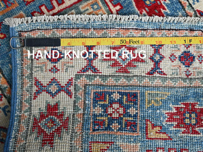 Blue 1'10" x 3'0" Kazak Hand knotted Wool Rug - Sku: O0378