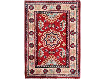 Kazak Kazak hand-knotted wool rug in Red & Ivory, 2'1" x 3' — SKU O0387