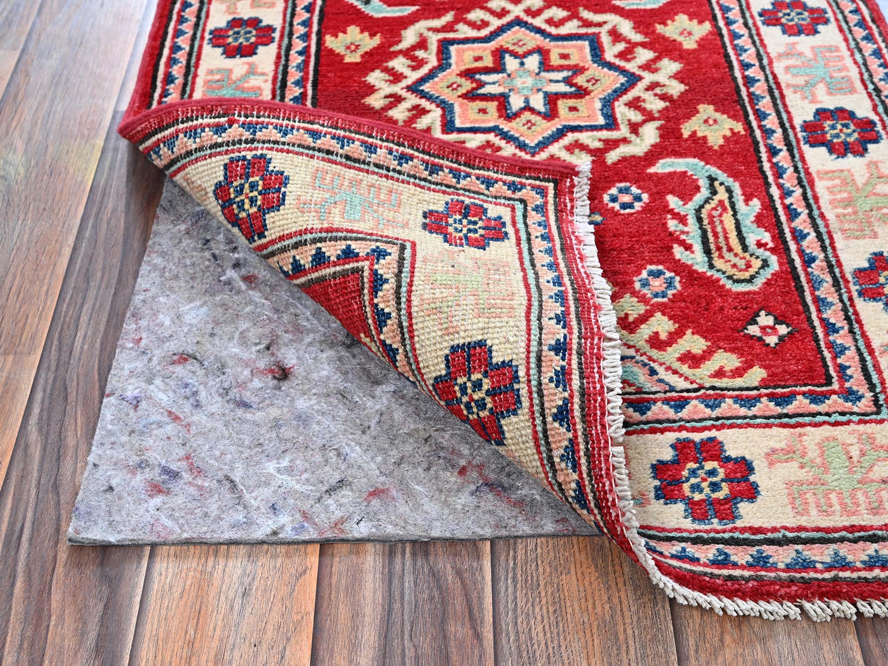 Kazak Kazak hand-knotted wool rug in Red & Ivory, 2'1" x 3' — SKU O0387 (view 3)