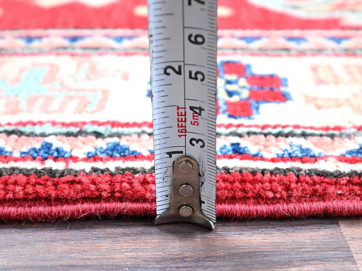 Kazak Kazak hand-knotted wool rug in Red & Ivory, 2'1" x 3' — SKU O0387 (view 6)