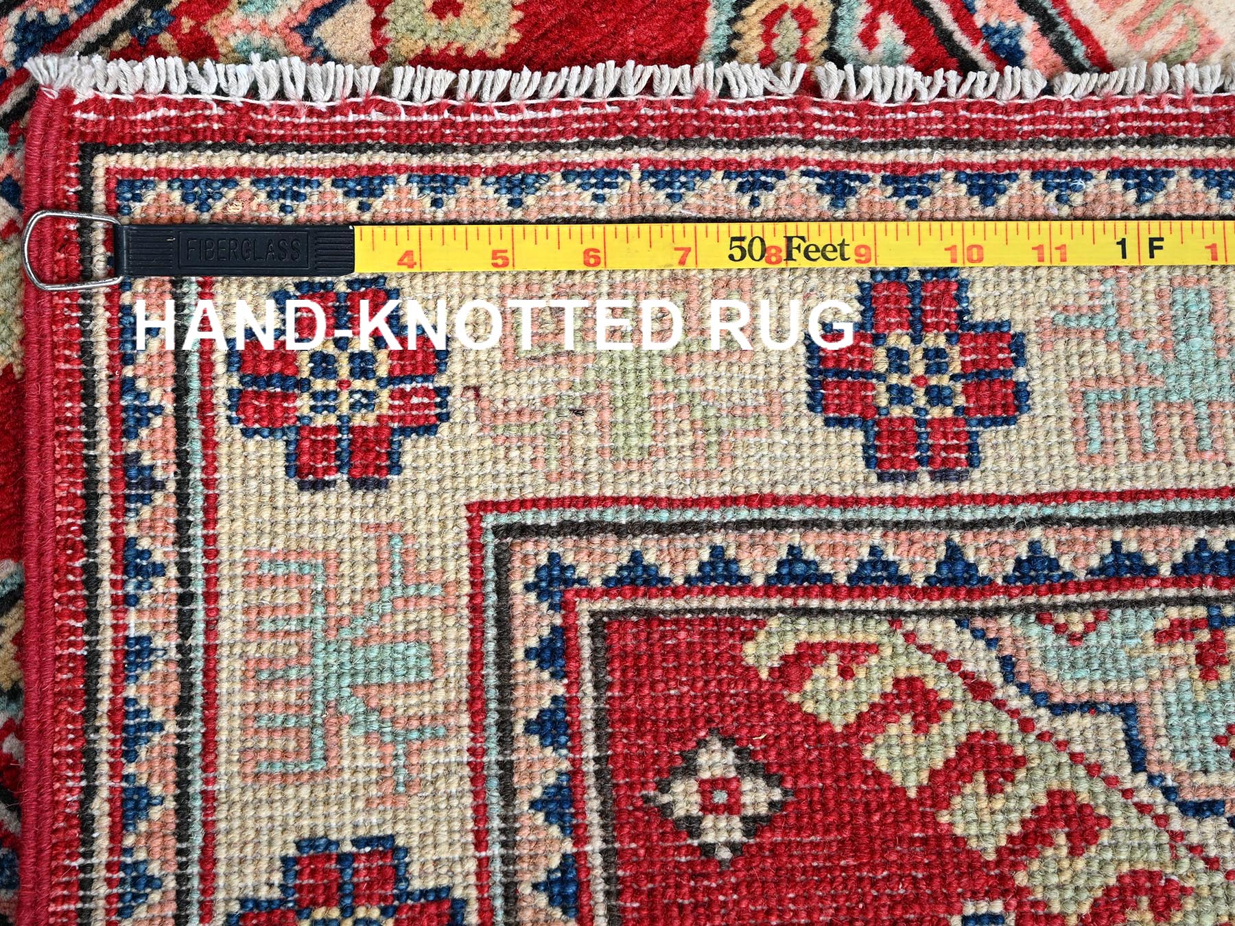 Kazak Kazak hand-knotted wool rug in Red & Ivory, 2'1" x 3' — SKU O0387 (view 7)
