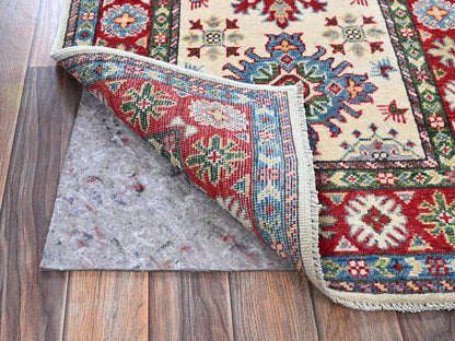 Kazak Kazak hand-knotted wool rug in Ivory & Red, 2'6" x 4'1" — SKU O0393 (view 3)